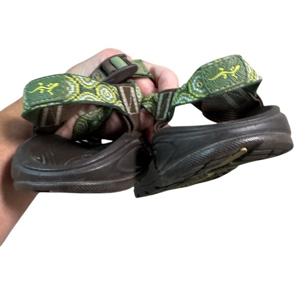 Chaco Women's Sandals Size 8 Green Brown Geometric Pattern Outdoor Strappy Gecko - Picture 4 of 6